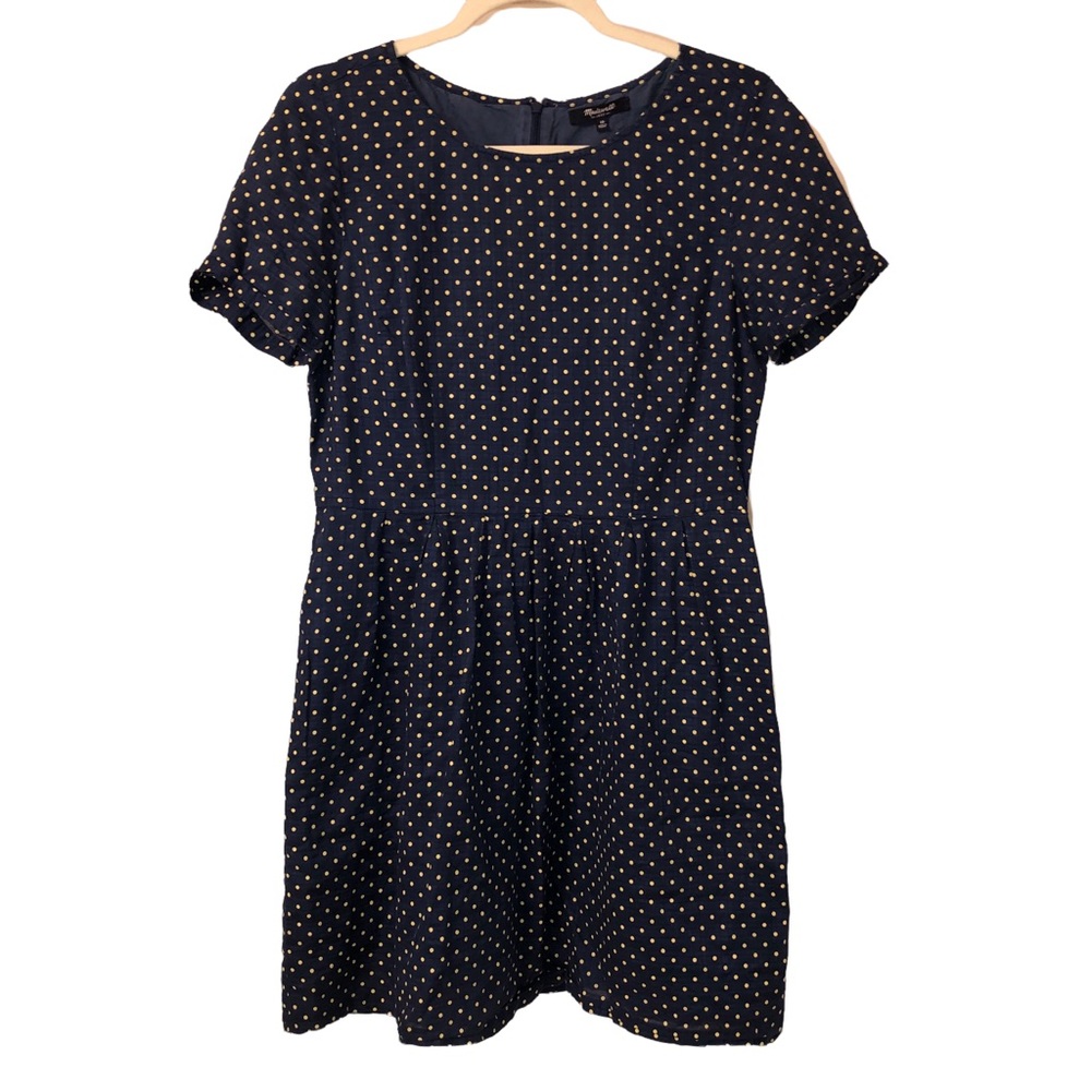 Madewell navy polka dot dress with pockets size 10